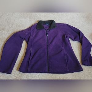 Landway Fleece purple womens small full zip up fleece quad graphics on one sleev